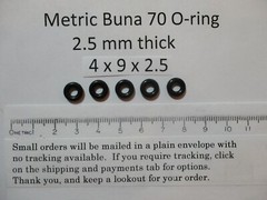 4mm ID x 9mm OD x 2.5mm thick O-ring. Buna-70. Quan 5.