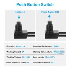 10Pcs 12V-48V Waterproof Push Button On-Off Switch 4.5″ Leads For Motorcycle Car