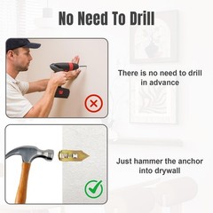 90PCS Self Drilling Drywall Anchors with Screws Kit, Silver Gold Finish