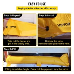Yellow Reusable Flood Control Tube 24ft L x 20in W x 12in H, PVC Tarpaulin