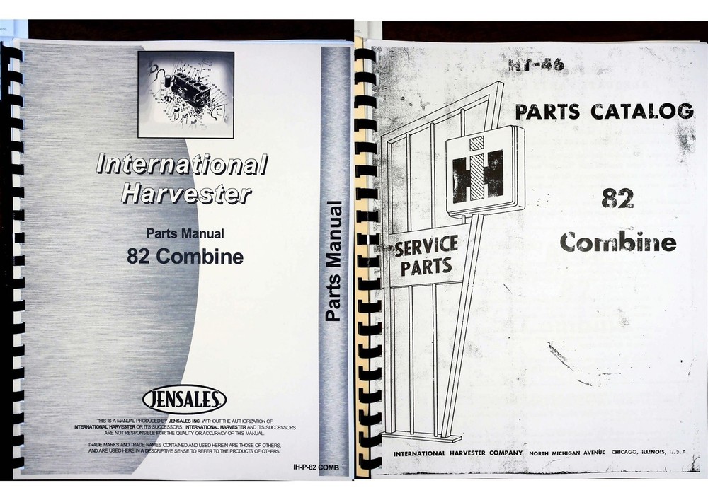 International 82 Combine Parts Manual Catalog