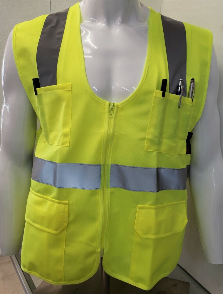 FX Safety Class 2 High Visibility Safety Vest: Solid Lime Front/ Mesh Back