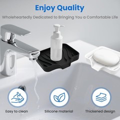 3 Pack Silicone Soap Dish with Drain – Bar Soap Holder for Shower, Bathroom and