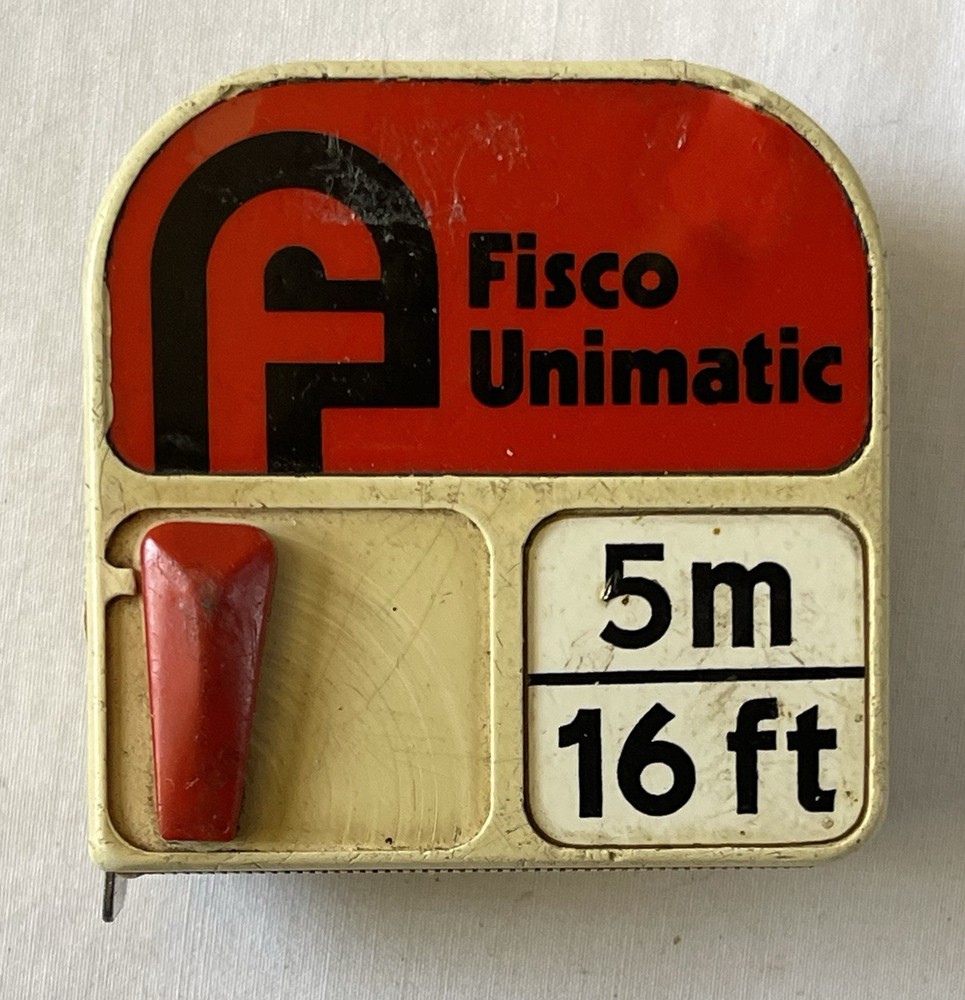 Vintage Fisco Unimatic Vintage Tape Measure, United Kingdom, 5 Meters 16 Feet