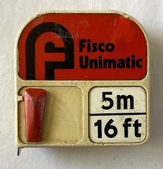 Vintage Fisco Unimatic Vintage Tape Measure, United Kingdom, 5 Meters 16 Feet