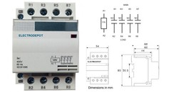 30A Contactor 4 Pole 110V, 120V Coil, 20A 40A 50A 4P Led Lighting Free DIN rail