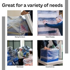 Black Hand Plastic Stretch Wrap 18″ x 1000′ x 120 Ga Packing Material Film 4 Rls