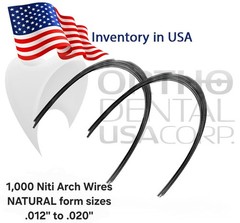 1,000 Niti Arch Wires NATURAL form sizes .012” to .020” Orthodentalusa Corp.