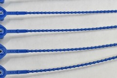 Lot of 200+ BLUE Plastic Barcode Rat Tail Inventory Barcode Security Tags Seals