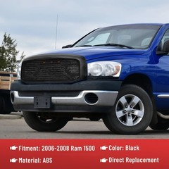 Front Horizontal Grille 2006-2008 Ram 1500 ABS Big Horn Style w/Lights Black
