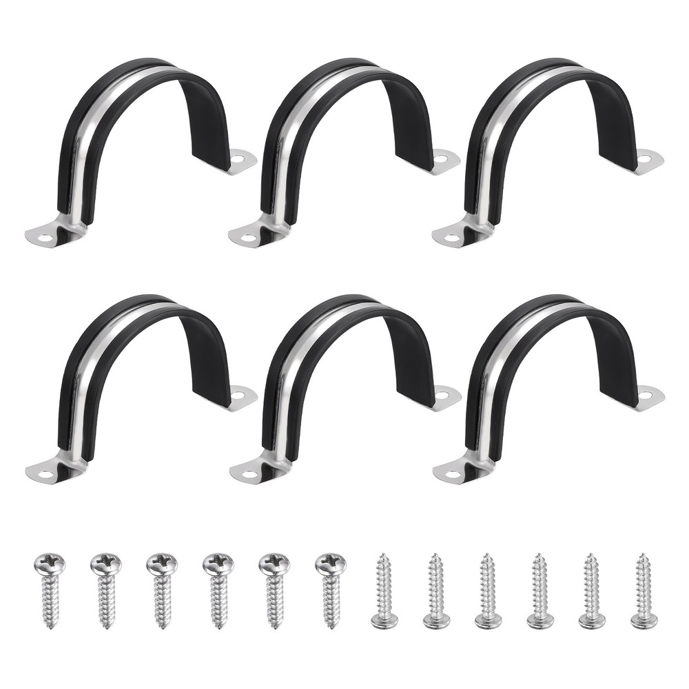 6pcs 57mm (2-1/4″) cable clamp, for rubber coated ties, black