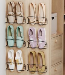 Wall Mounted Shoe Rack 6PCS, with Sticky Hanging Strips, Metal Wall Shoe Stor…