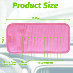 Car CD DVD Holder Large Capacity Oxford Fabric Visor Case with 12 Disc Sleeves