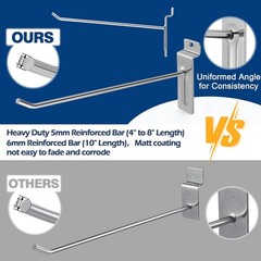 Polmart 10 Inch Heavy Duty Slatwall Panel Hooks Silver 96 Pack