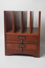 Pottery Barn Thailand Mission Style Wood Desktop Organizer 2 Drawers