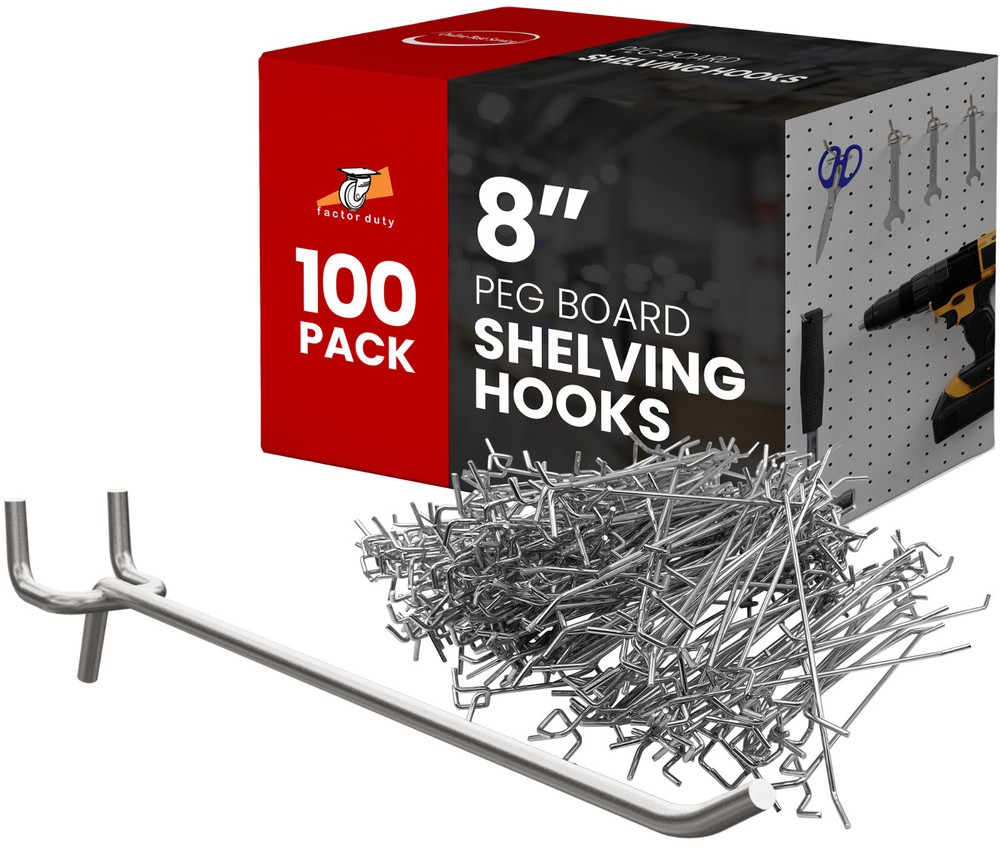 100 Pack PEG Board Pegboard Shelving Hooks 8″ Length Wholesale Lot