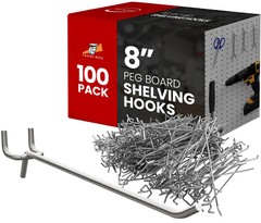100 Pack PEG Board Pegboard Shelving Hooks 8″ Length Wholesale Lot