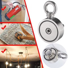 Up to 2000 Lbs Fishing Magnet Kit Pull Force Strong Neodymium + Carabiner + Rope