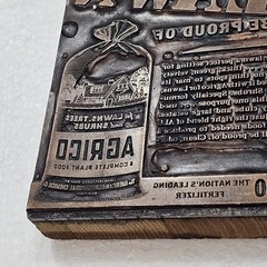 Vintage Letter Press Block Stamp Ink Print Type Advertising Wood Copper LAWN Bag
