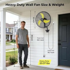 20/24/30 Inch Outdoor Waterproof Wall Fan Remote Oscillating BLDC Motor
