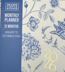 2026 Monthly 12 months Planner Orange Circle Studio OCS BOHO Blue Flowers Medium