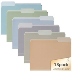 File Folders Letter Size 18 Pack Assorted Colors Two-Tone 1/3 Cut Tab 8.5×11