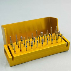 Dental Diamond Burs Drill+Disinfection Bur Block High Speed Handpiece–30Pcs/Set