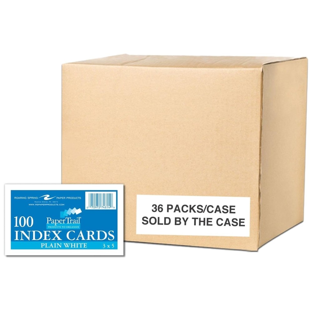 Unruled 3×5 Index Cards, 100 Each – Pack of 36