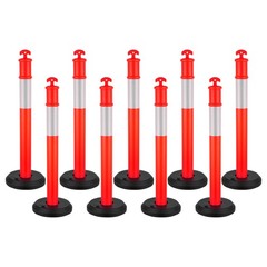 Uimoso Set of 9 Traffic Delineator Posts with Fillable Bases, 48 Inches Tall