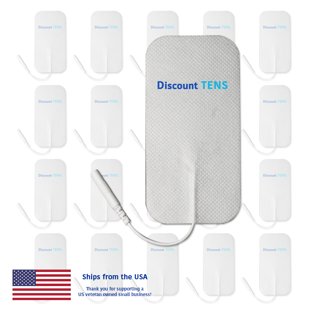 TENS 2″x4″ Premium Wired Electrode Pads, 20 Pads (10 Pair)