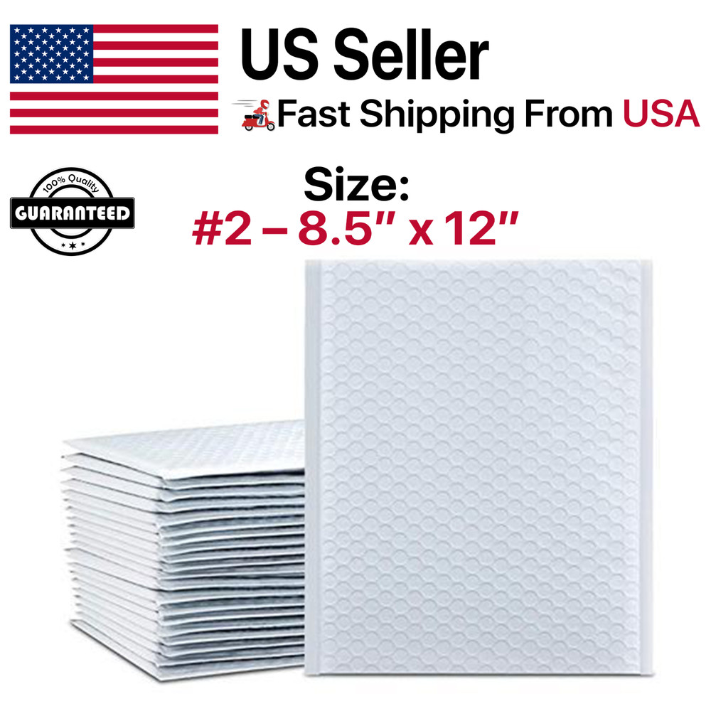 #2 8.5×12 (8.5×11) Poly Bubble Mailers Padded Envelopes Mailing Shipping Bags