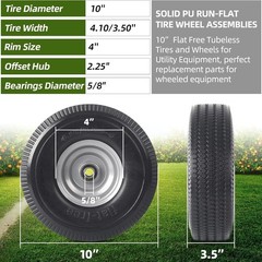 Durable 10-Inch Solid Rubber Tire & Wheel Set – Ideal for Hand Trucks & Carts