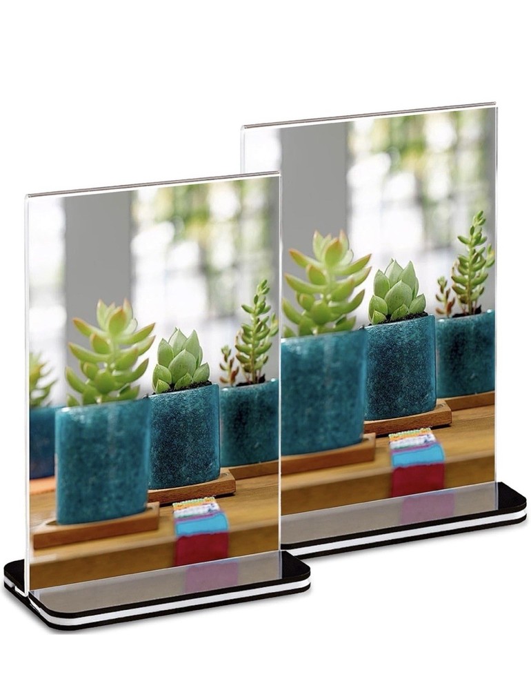 Acrylic Sign Holder 8.5 x 11 Inch 2 Pack, Clear Display Sign Stand for Store Sig