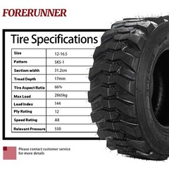 Set 4 12×16.5 Heavy Duty 12-16.5 12Ply Skid Steer Tires 12 16.5 for Bobcat