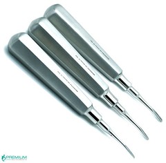 Dental Elevator Curved Tip 2mm, 3mm, 4mm Root Luxating Instruments Set of 3