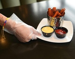 100 Medium, Non-Latex, Disposable, Powder-Free, Food Prep, Poly Stretch Gloves