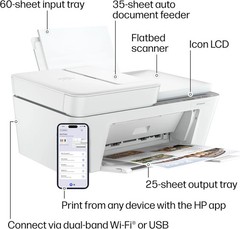 HP DeskJet 4327 Wireless All-in-One Color Inkjet Printer, Scanner, Copier, 6 Mon