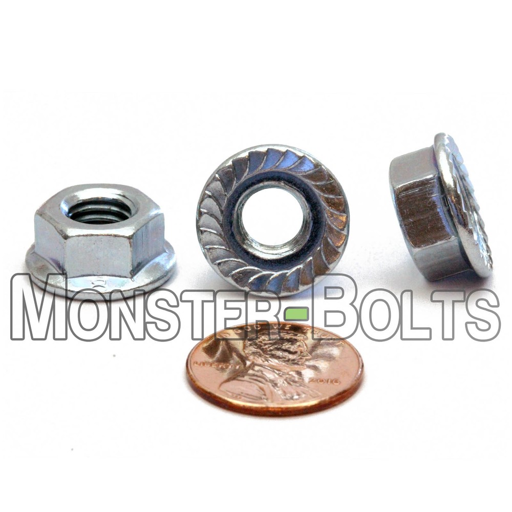 (10) M8-1.25 / 8mm – Class 8 Serrated Hex Flange Nuts DIN 6923 Zinc RoHS CR+3