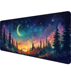 Moon Night Desk Pad Starry Sky Forest 31.5 x 11.8 inches,