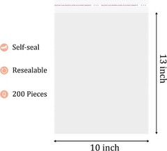 200 10X13 1.5 Mil Bags Resealable Clear T-Shirt Catalog Plastic Opp Cello Bag