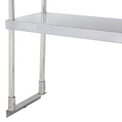 12″W x 48″D x 32″H Stainless Steel Double Deck Overshelf For Work Prep Tables