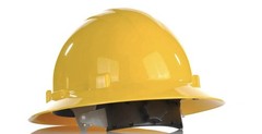 Direct Safety Full Brim Hard Hat, 4 Point Adjustable Ratchet Suspension, Class E