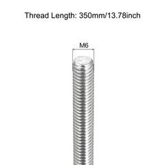 4pcs Fully Threaded Rod M6x350mm 1mm Pitch 304 Stainless Steel Right Hand