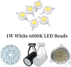 100Pcs High Power 1W LED Chip SMD Bead Lamp Emitter Componen Size: White 6000K