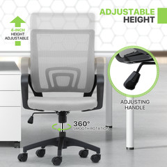 Adjustable Height Computer Home Office Ergonomic Desk Mesh Chair Light Grey