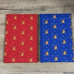 2 Vtg Nelson-Regency 1990s Fabric Covered Teddy Bear Lined Blank Journals NOS