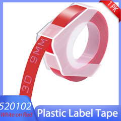 3D Emobssing Tape White on Red 520102 For Dymo Organizer Xpress Label Maker 9mm