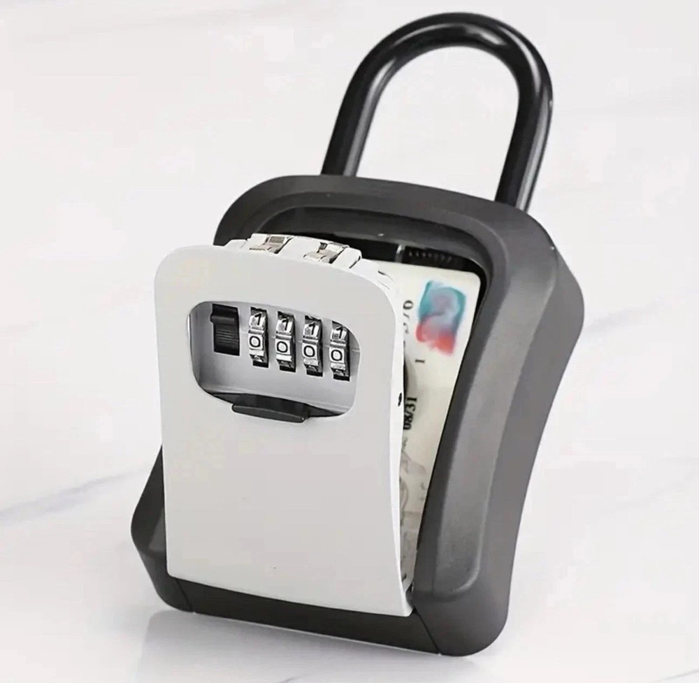 Key Lock Box Wall Mount Outdoor Weatherproof 4-Digit Combination Key Safe