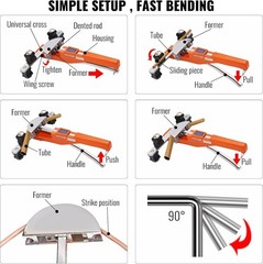 Versatile Hand-Powered Pipe Tube Bender with 90° Flexibility & Accessories
