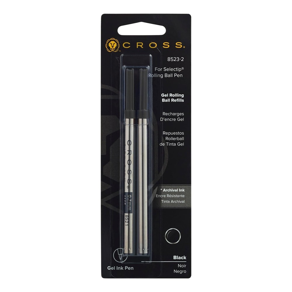 Cross Black Rollerball Ink Cartridge Refill 2 Count Medium Point For Selectip…